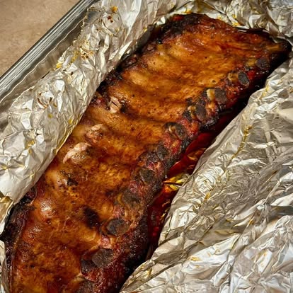 Smoked pork ribs from C. Davis Texas BBQ